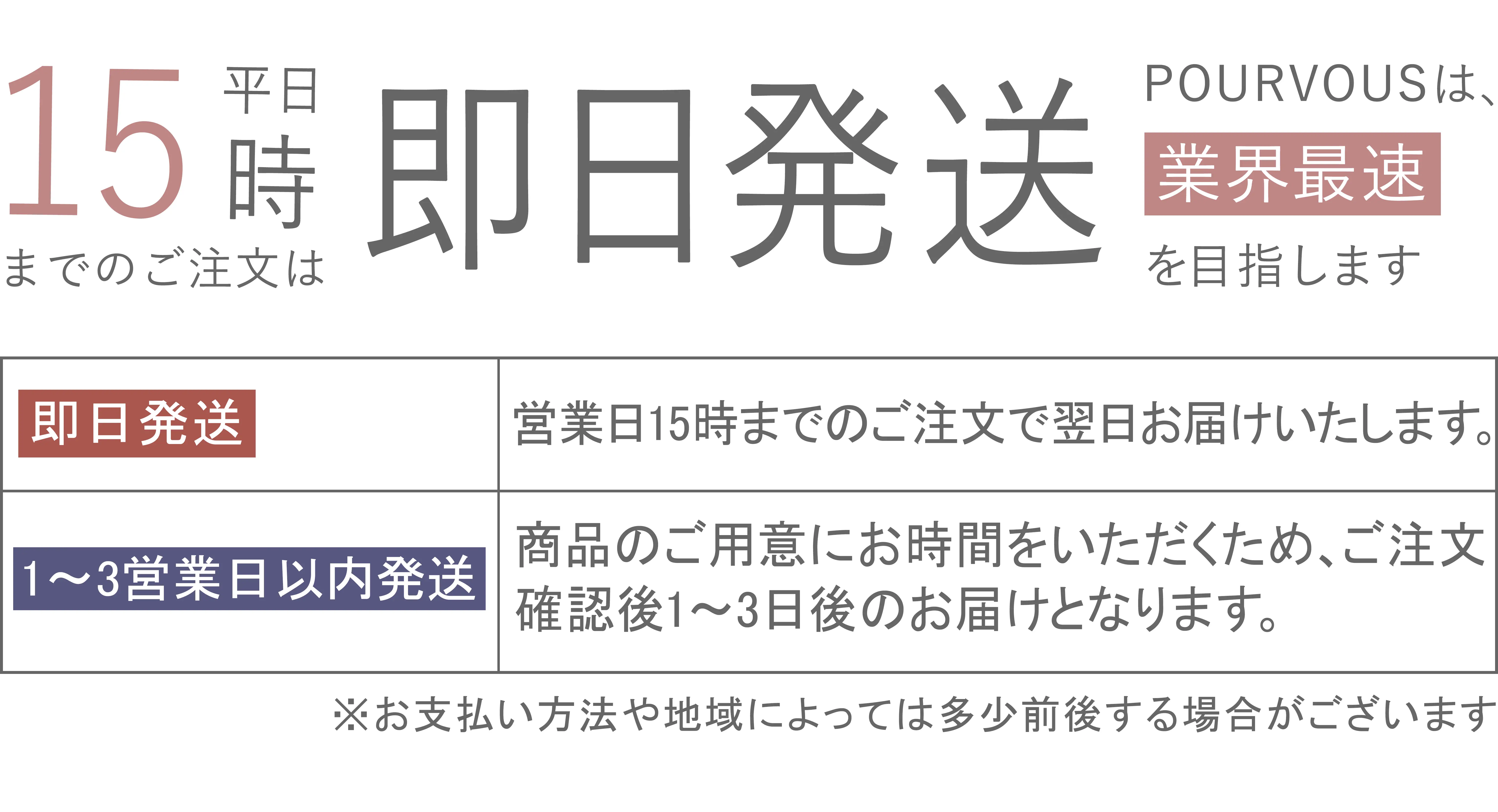 15時までのご注文は即日発送
