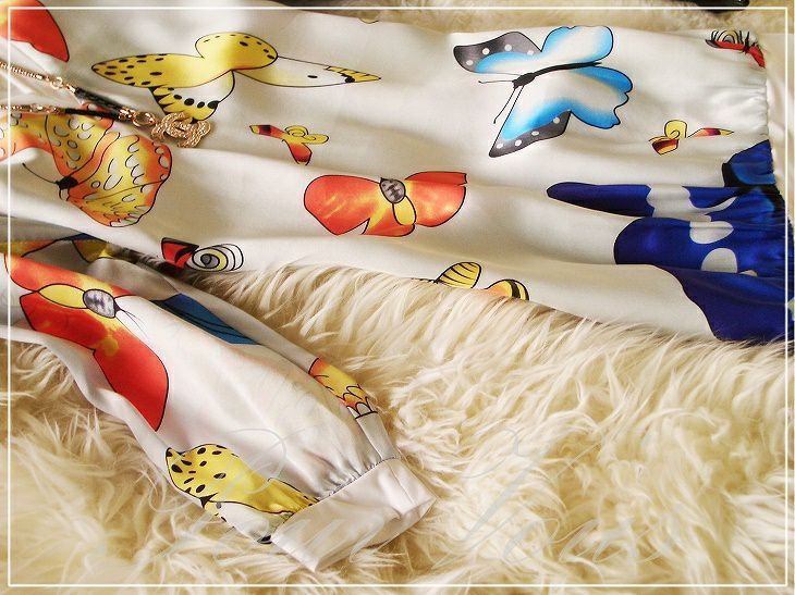 七分袖 シルク チュニックワンピース