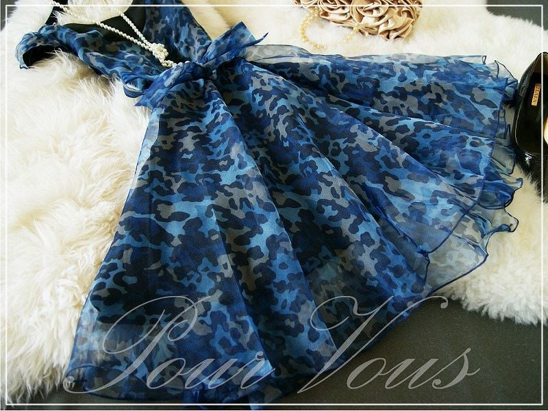 シフォン 花柄 Aライン ワンピースドレス