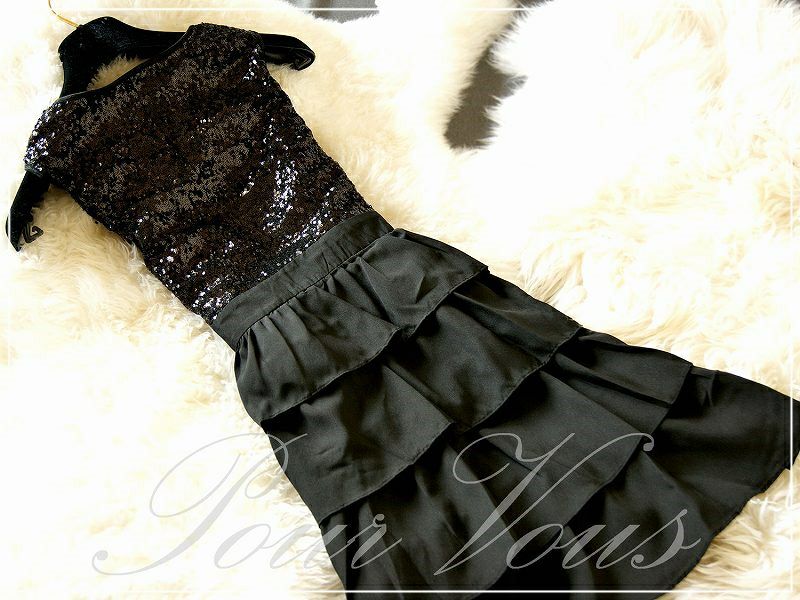 ノースリーブ スパンコール ワンピースドレス