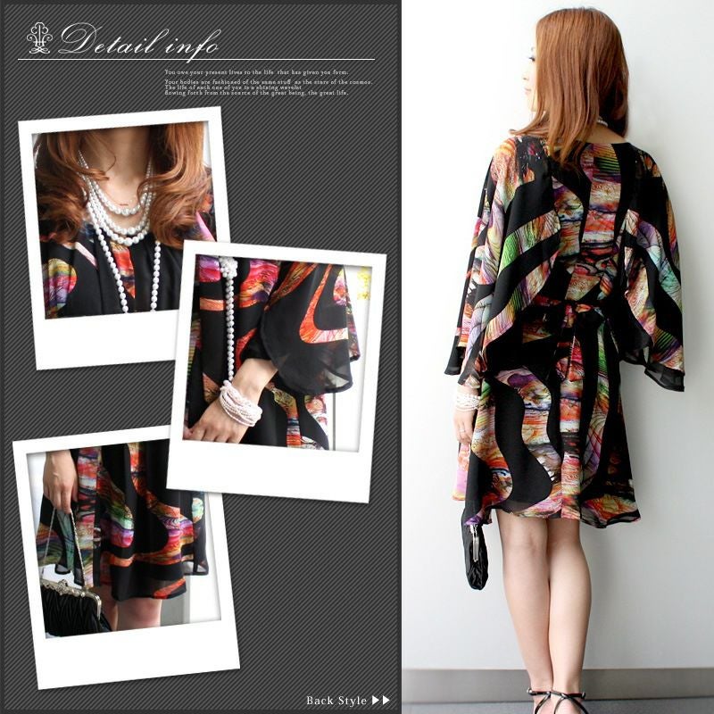 シフォン シルク混 ワンピース ブラック