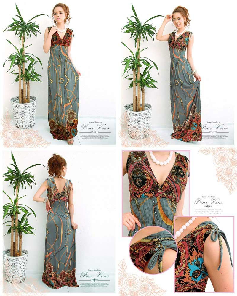 プリント マキシ丈 ワンピース