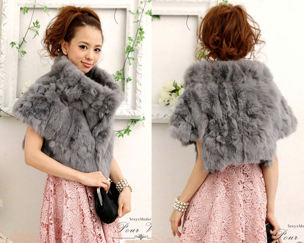 ラビットファー ボレロ グレー