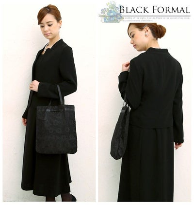 レースデザインアンサンブル風ロング丈ブラックワンピ