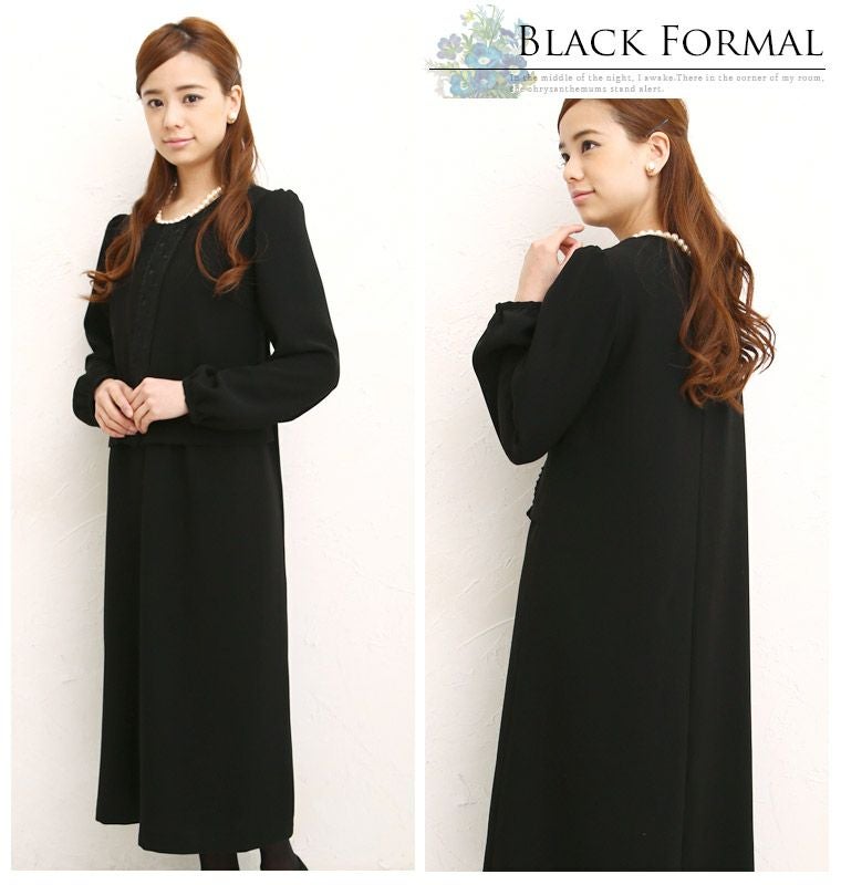 レース アンサンブル風 ワンピース ブラック