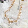 メタルビーズ バックリボンネックレス パールネックレス
