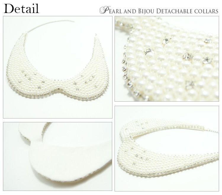 パール ビジュー ネックレス調 付け襟