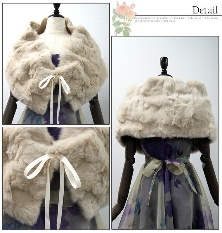 ラビットファーケープ リボン