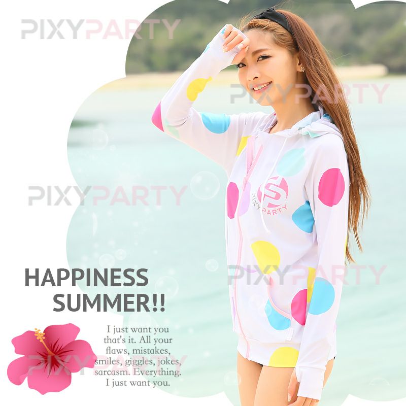 フード付きZIPラッシュパーカー レディースモデル ラッシュガード uv対策 紫外線