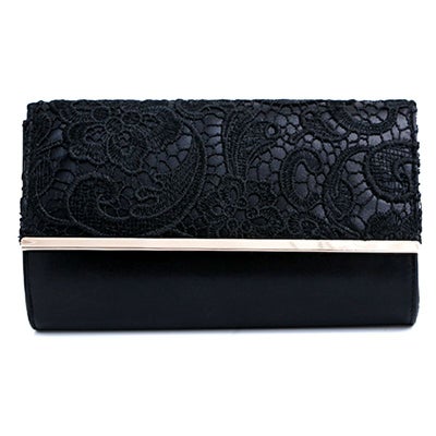 スクエアレースクラッチバッグ