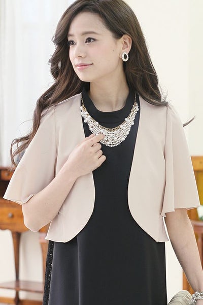 ノーカラーフレアラウンドボレロ