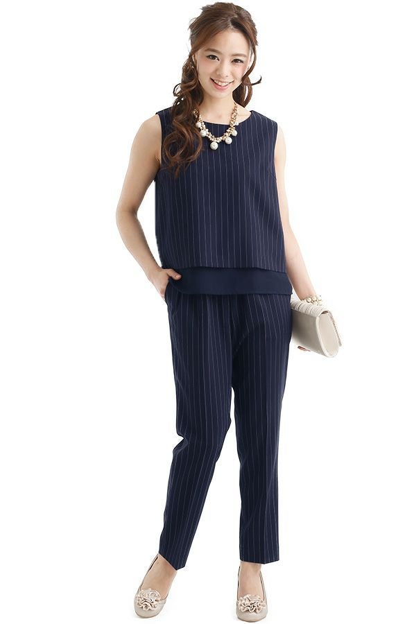 ネイビー×ストライプ