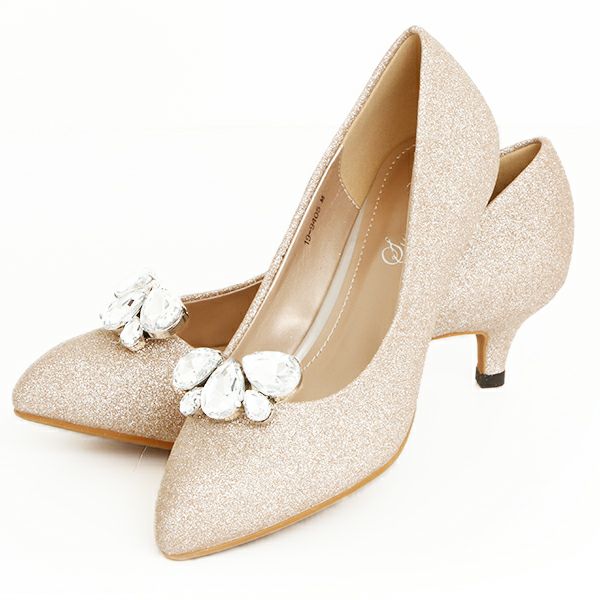 ビジューラメパンプス