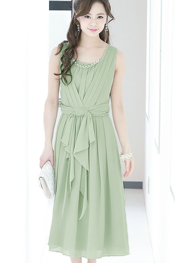 プリーツ＆ギャザーシフォンドレス