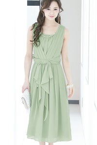 プリーツ＆ギャザーシフォンドレス