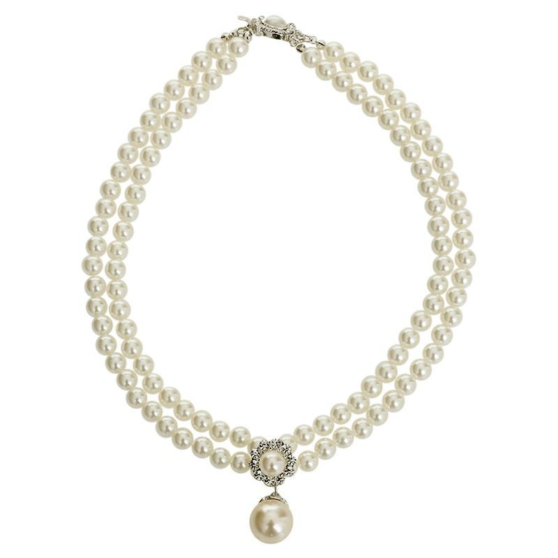 ビジュー＆パールスウィングネックレス