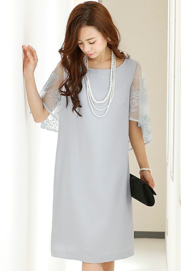 ショルダーレースケープドレス