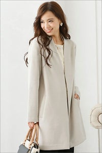 ノーカラーシンプルコーディガン