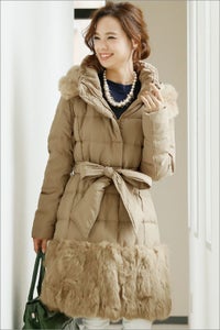 ラビットファーヘムダウンコート