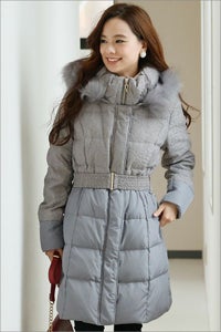 レースバイカラーダウンコート