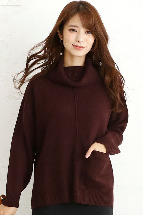 オフタートルポケットニット