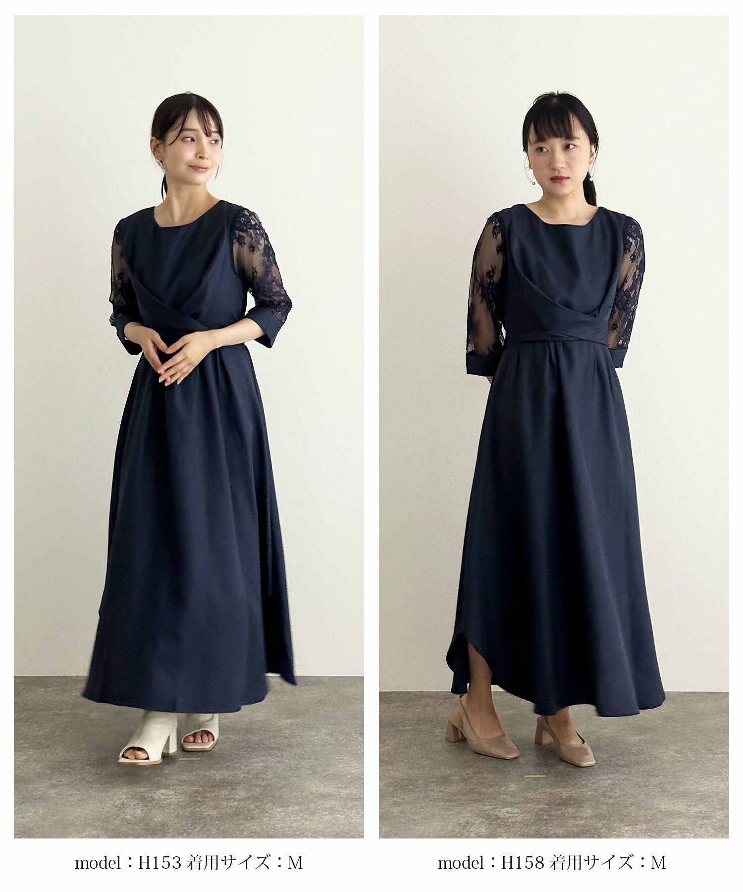 【極美品】pour vous　バックプリーツ＆レース ロングワンピース バックプリーツ＆レースリボンドレス｜PourVous