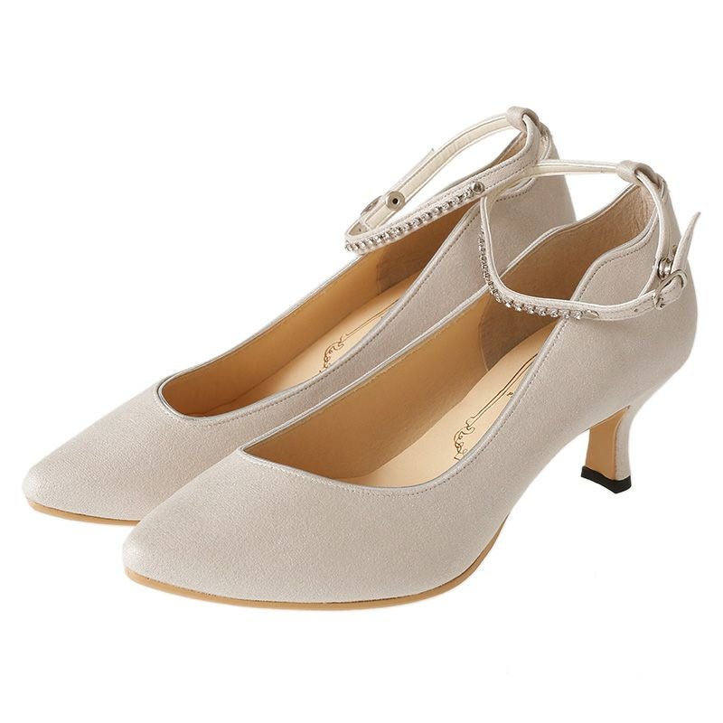 ラインストーンストラップパンプス