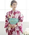 朝焼けに染まる花　浴衣4点セット（兵児帯）