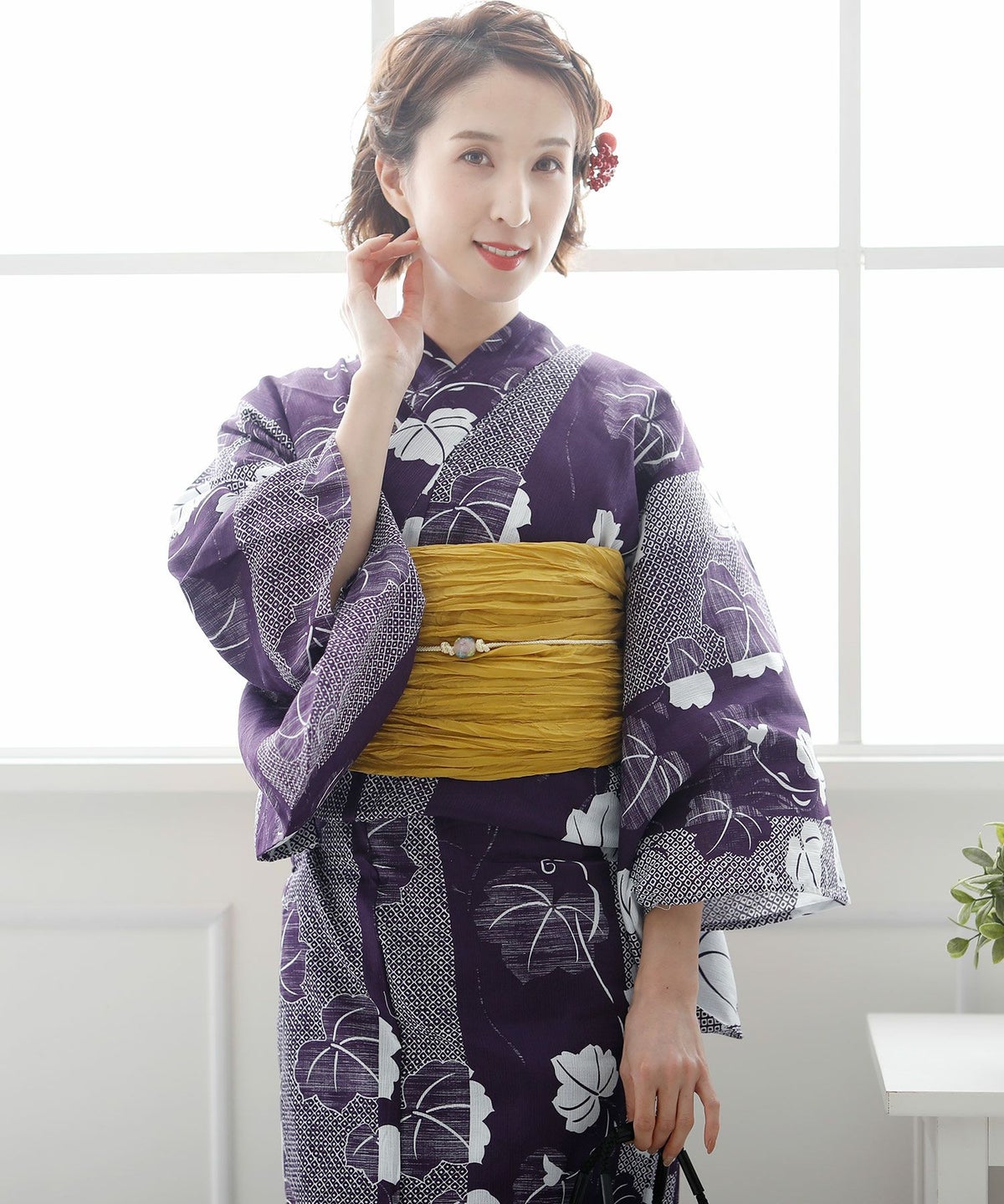 柴青葉　浴衣4点セット（兵児帯）