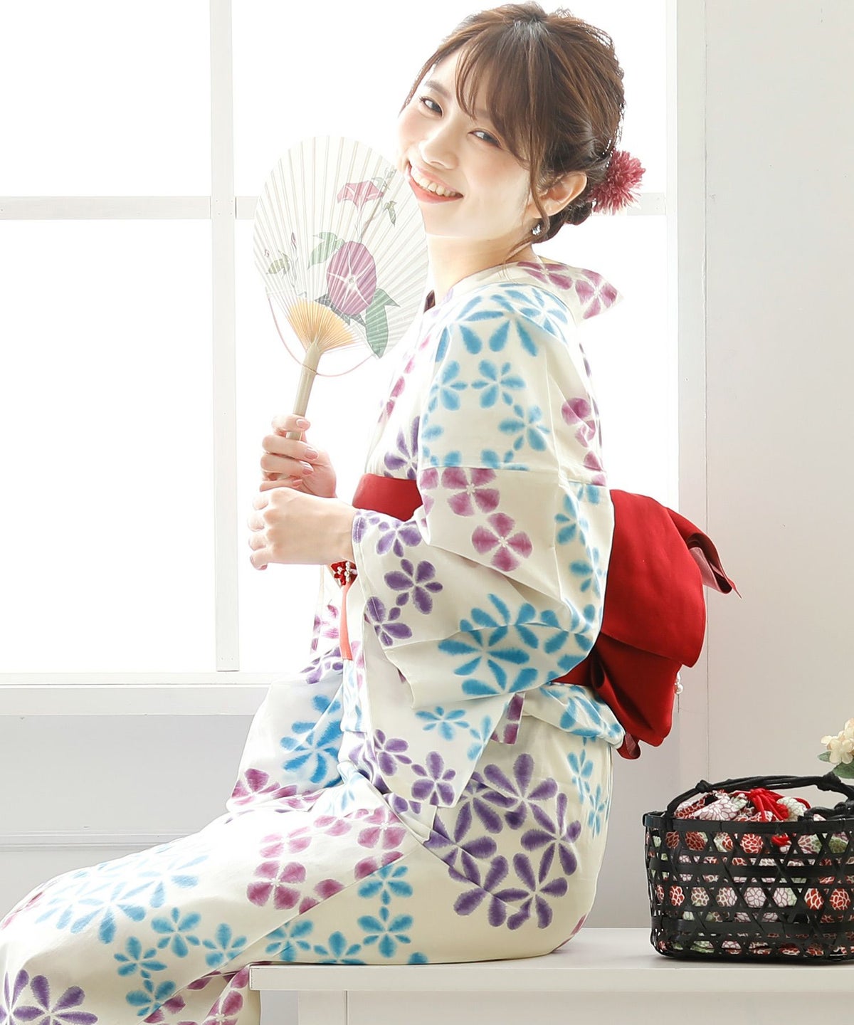 紫陽花結晶　浴衣4点セット（半巾帯）