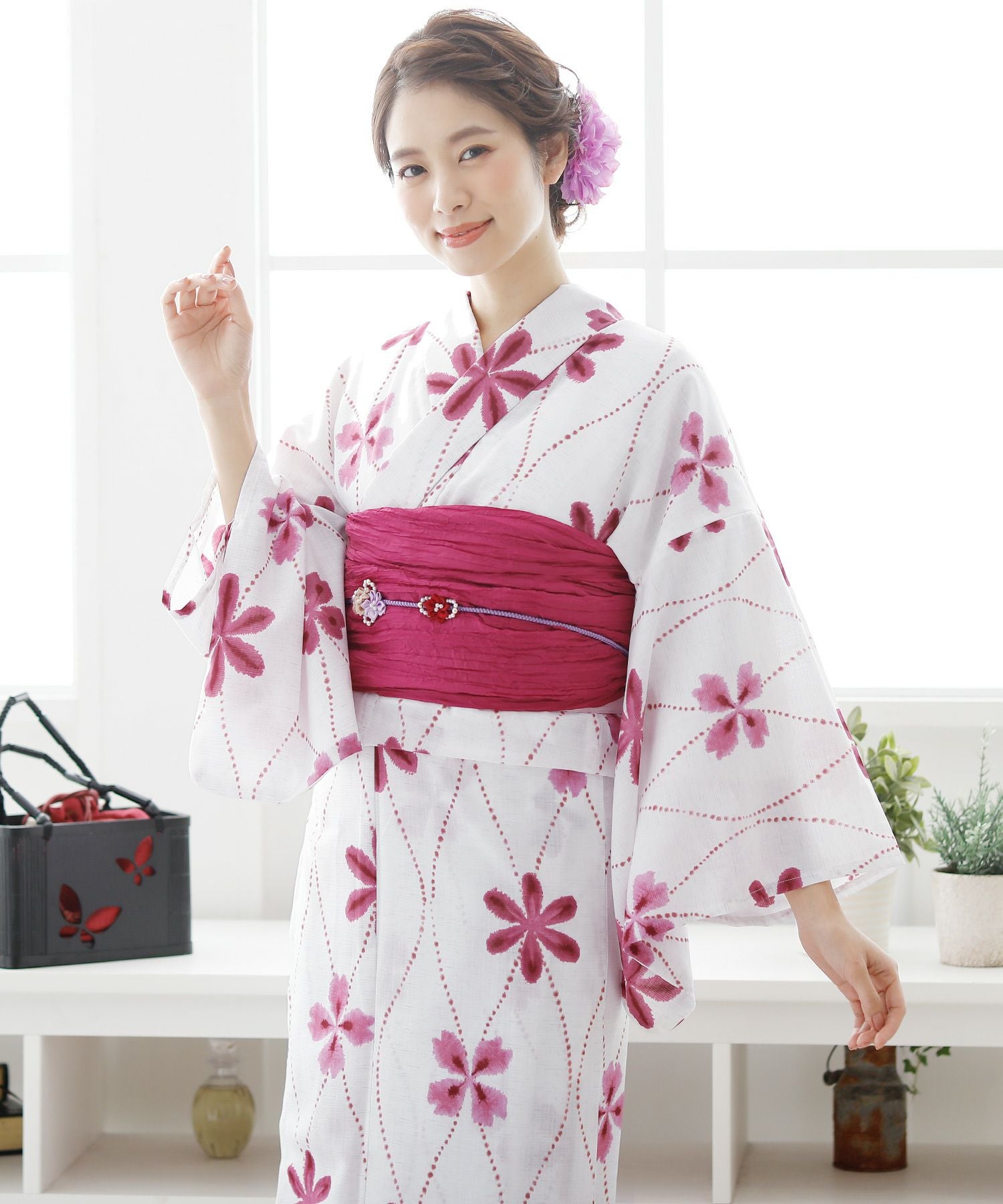 桃色桜 浴衣4点セット（兵児帯）｜PourVous