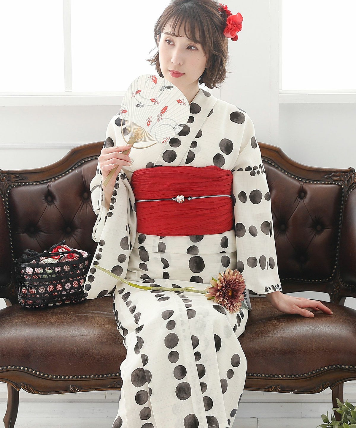 時雨ドット　浴衣4点セット（兵児帯）