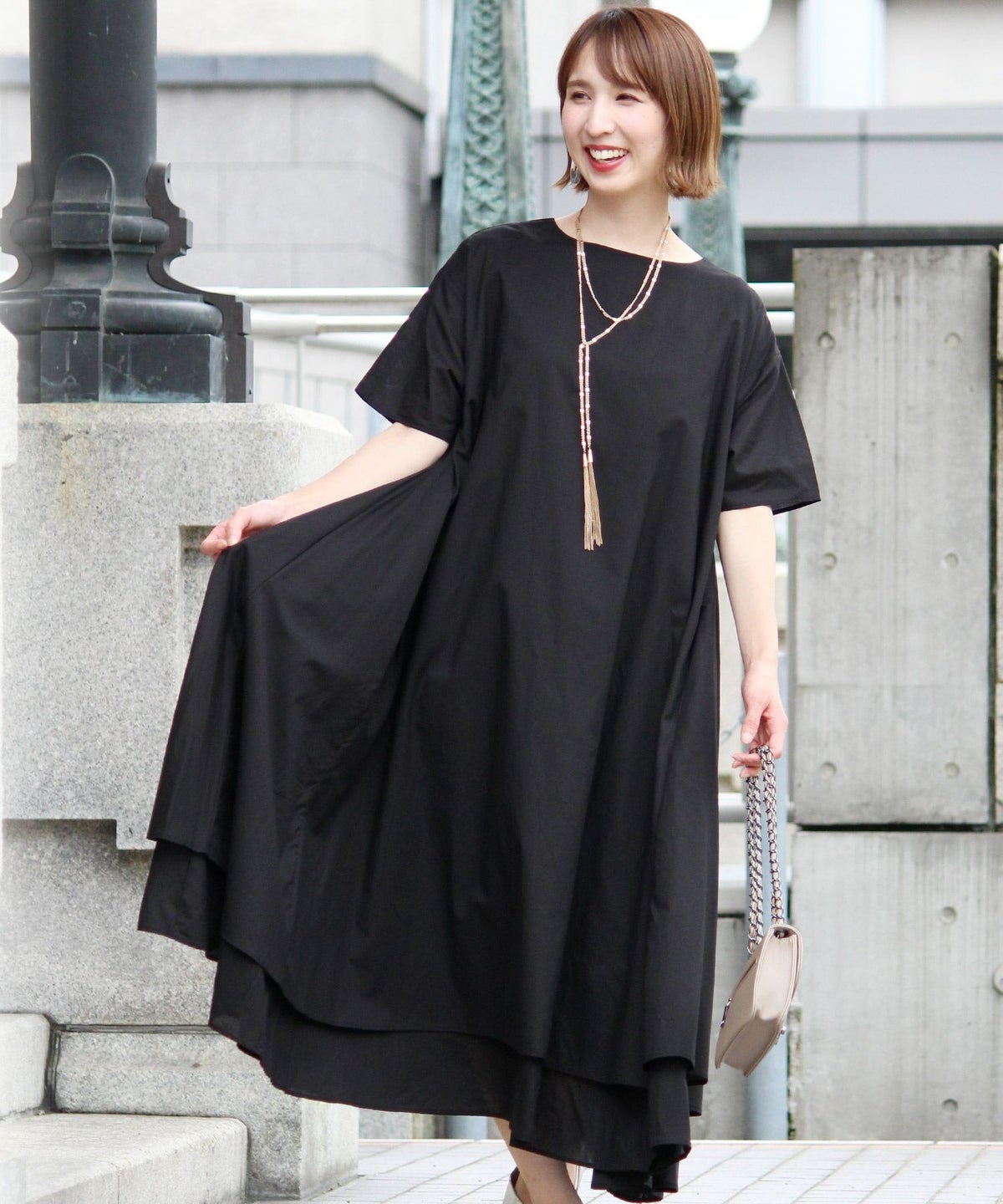 ボリュームスカートコットンワンピース