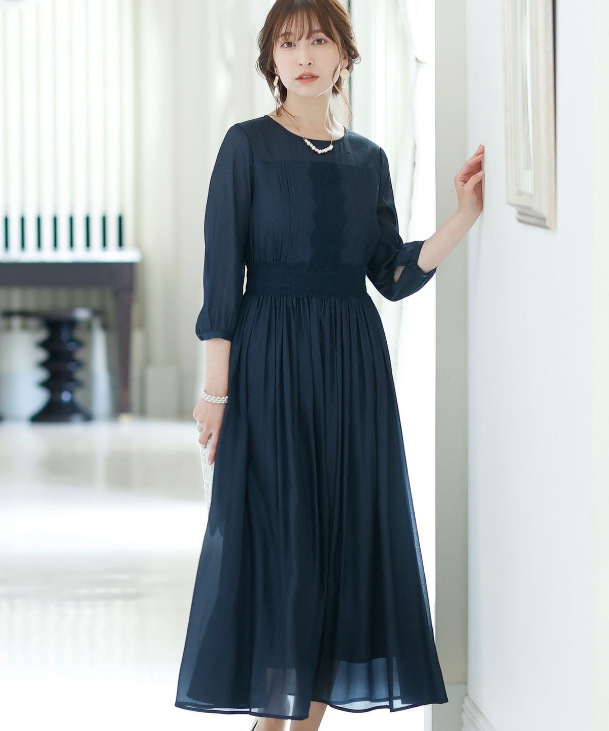 ラメオーガンジーワンピース