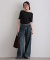 ボートネックコットンリブTシャツ
