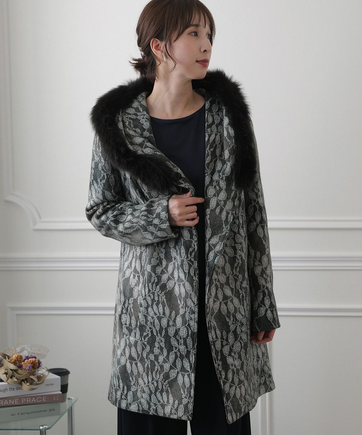 レース×ファーエレガントコート