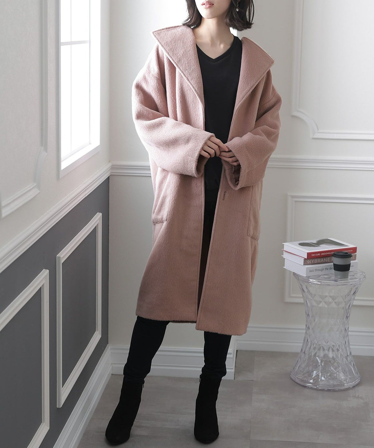 起毛ビッグカラーコクーンコート