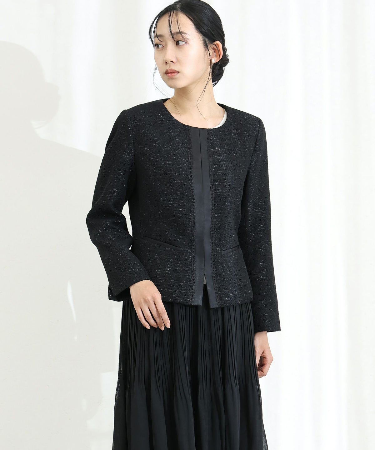 ツイードジャケット＆シフォンスカートスーツセット