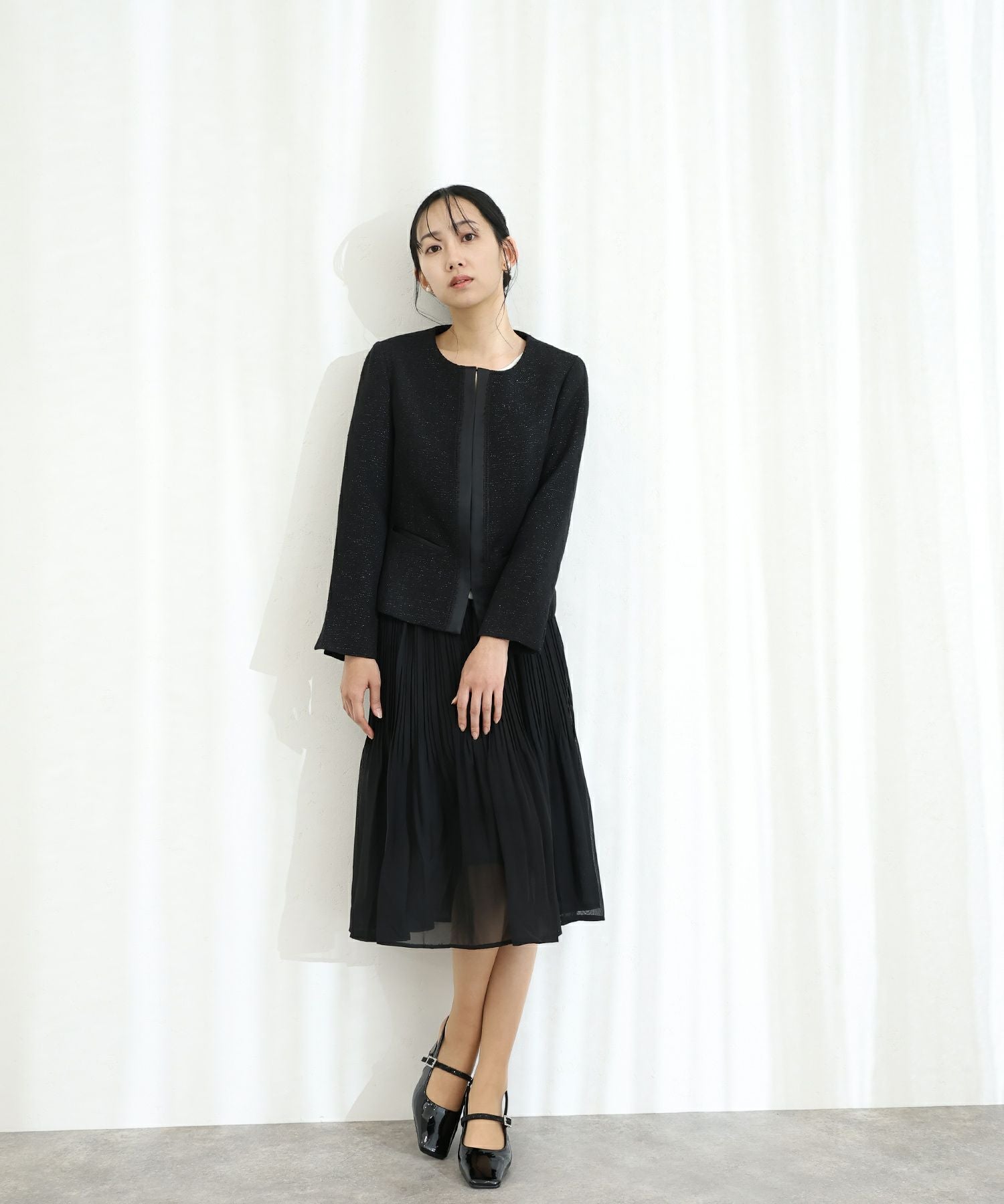 ツイードジャケット＆シフォンスカートスーツセット