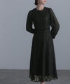レース×シフォンベロアリボンワンピース