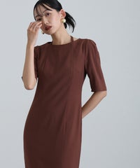 タイトシルエット切替えプリーツワンピース