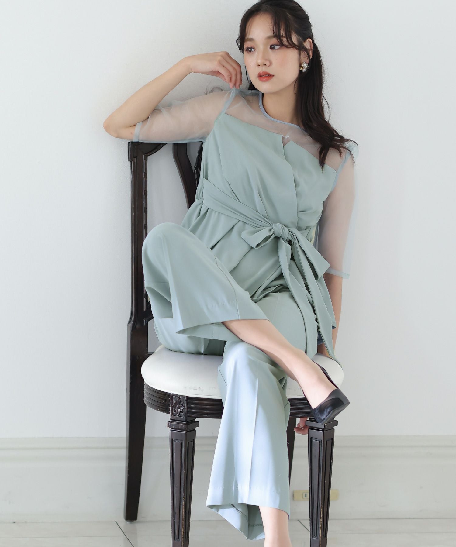 パンツドレス セットアップレースパンツドレス(ネイビー)CR3-324NA-M | パーティ