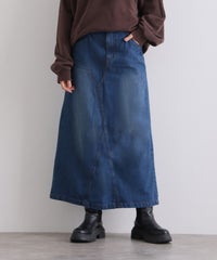 セミタイトデニムマキシスカート