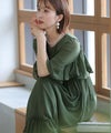 ベルスリーブワンティアードワンピース