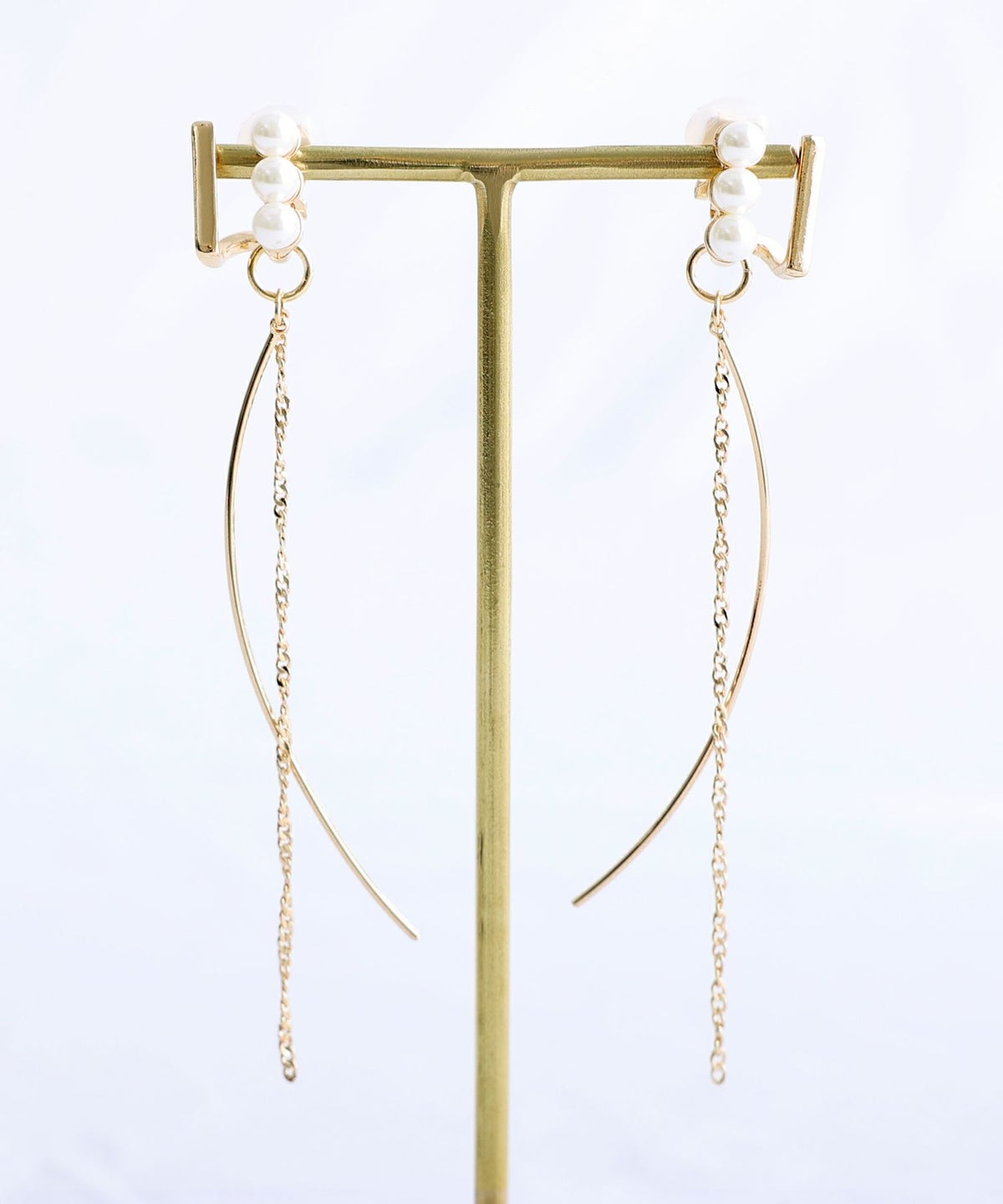 パール×ロングチェーンイヤリング