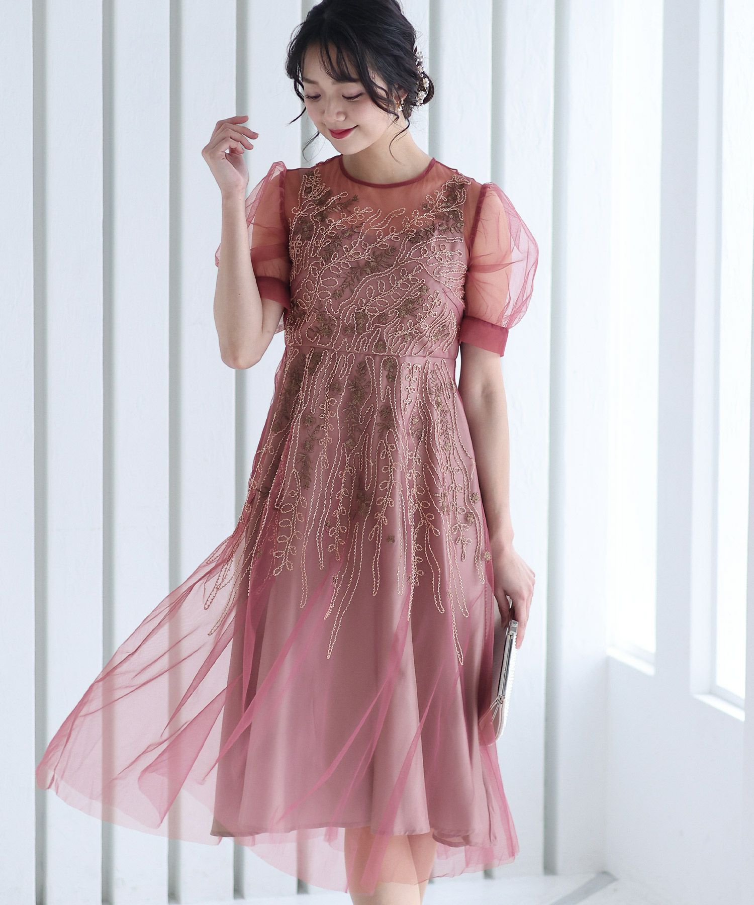 ビーズ刺繍ワンピース｜PourVous