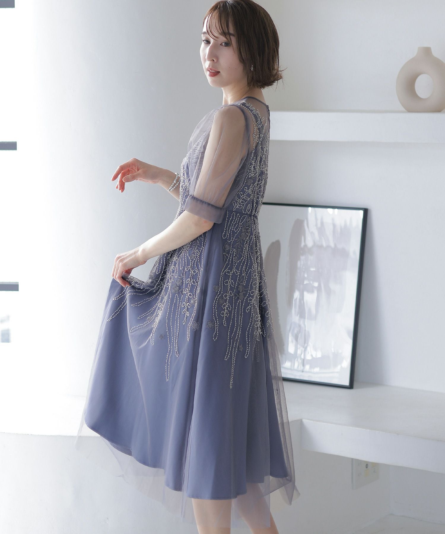 ビーズ刺繍ワンピース｜PourVous