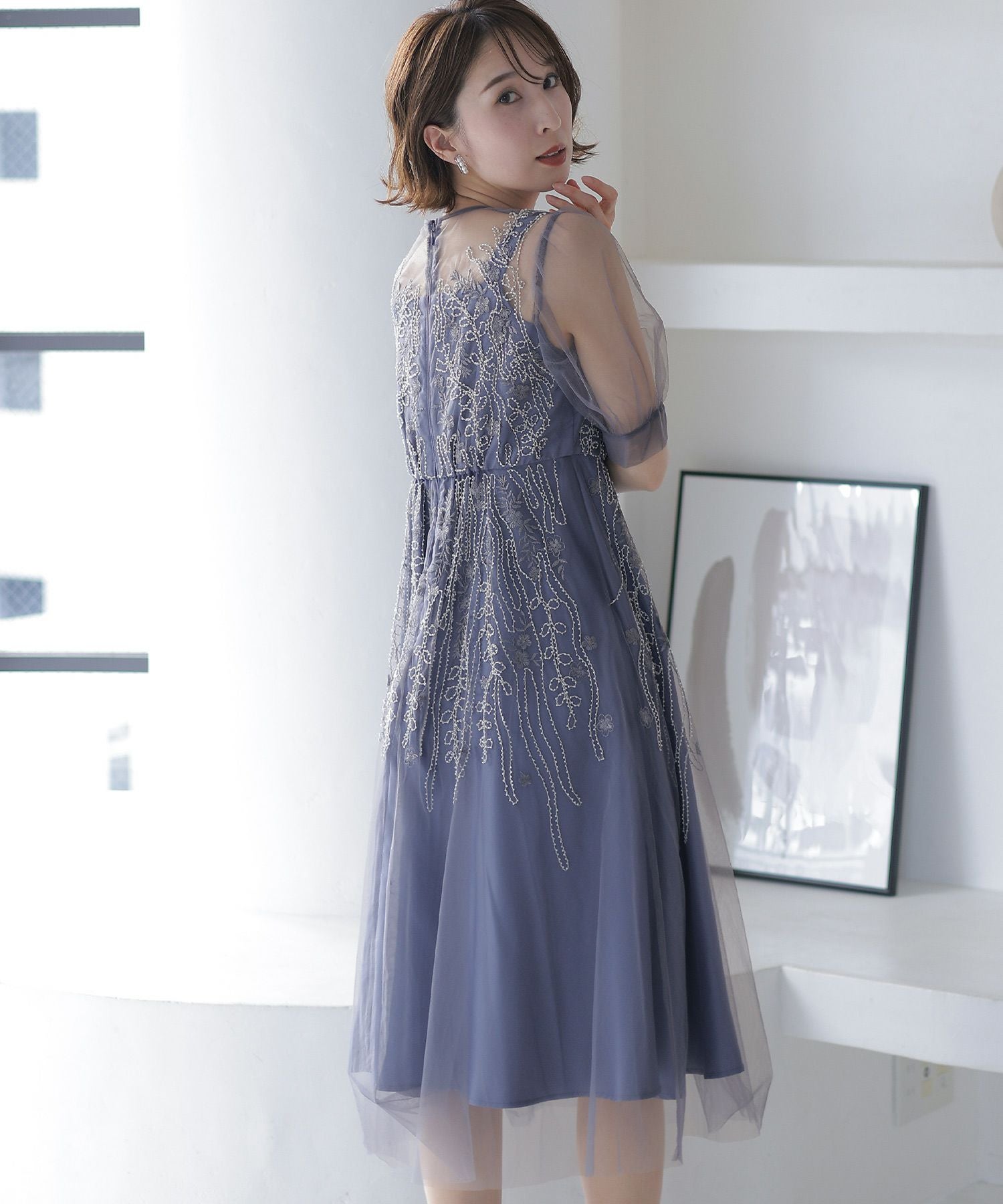 ビーズ刺繍ワンピース｜PourVous