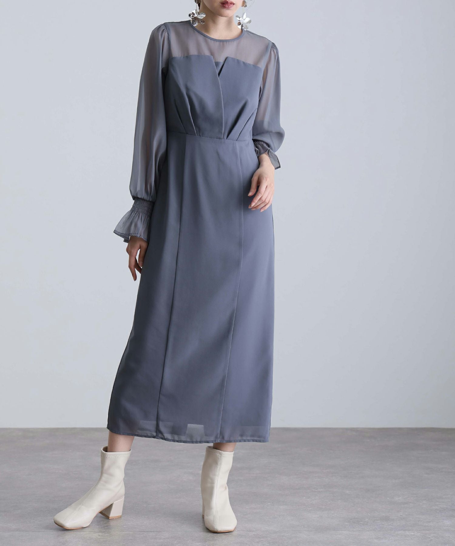 シフォンビスチェタイトワンピース|PourVous シフォンビスチェタイトワンピース|PourVous