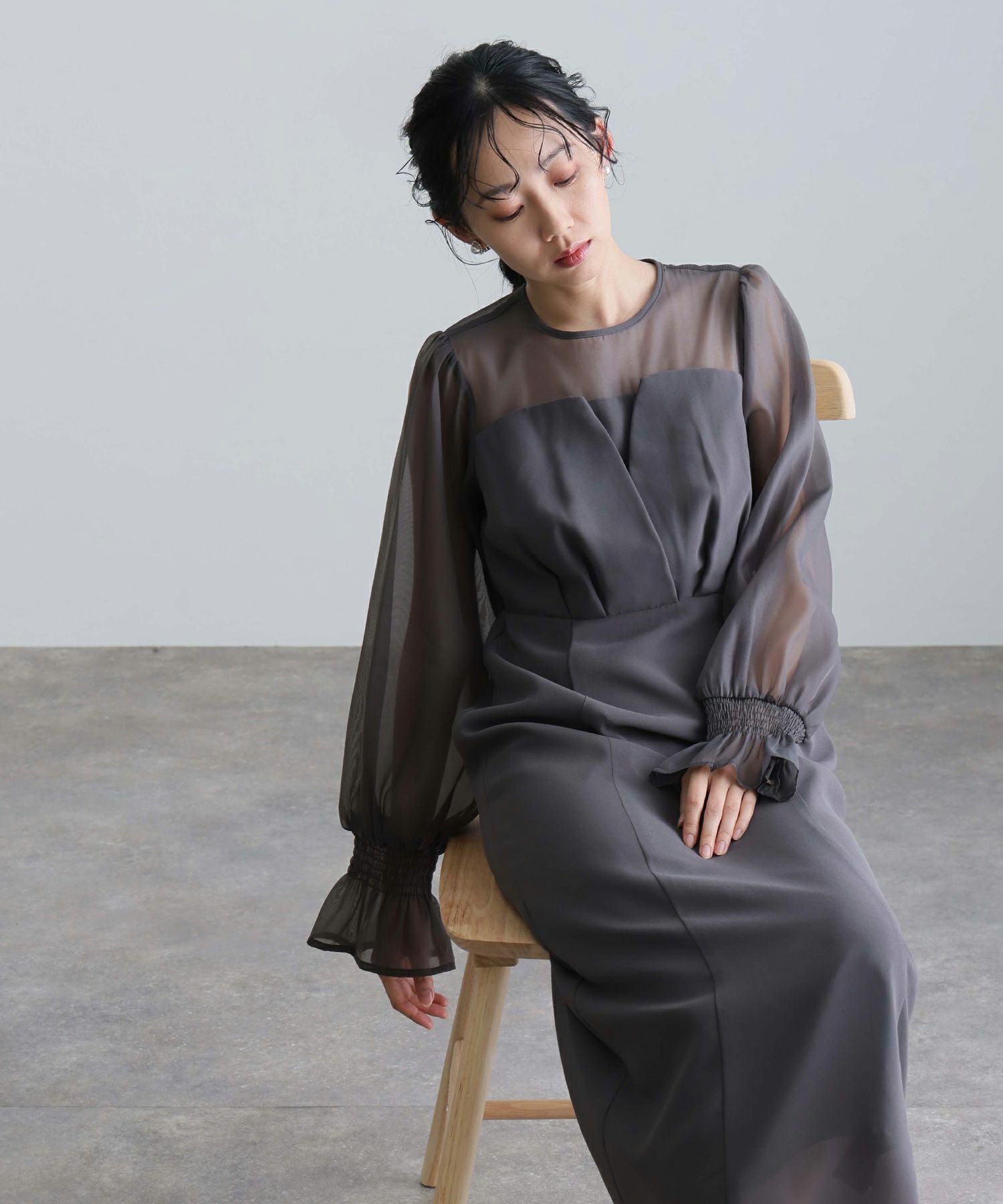 atlo シフォンビスチェタイトワンピース　パーティードレス XL シースルー シフォンビスチェタイトワンピース｜PourVous